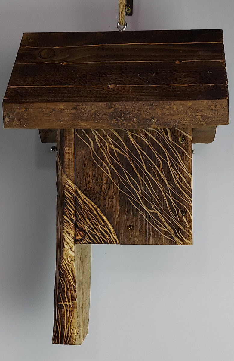 Hand Carved Wood Spirit Bird House – Woodland Mountain and Valley