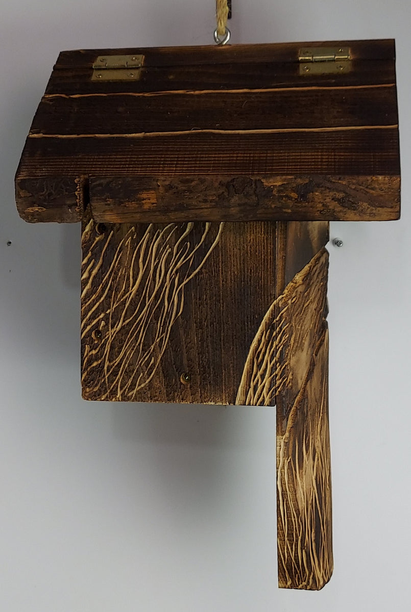 Hand Carved Wood Spirit Bird House – Woodland Mountain and Valley